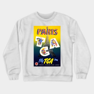 Vintage Travel Poster France Paris Fly TCA Crewneck Sweatshirt